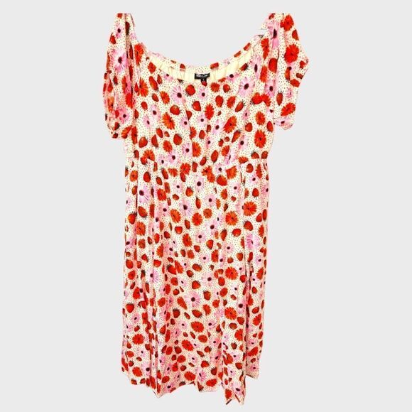 TORRID RETRO CHIC FLORAL FRUIT PUFF SLEEVE SUMMER SKATER DRESS. SIZE 1X - Picture 4 of 17